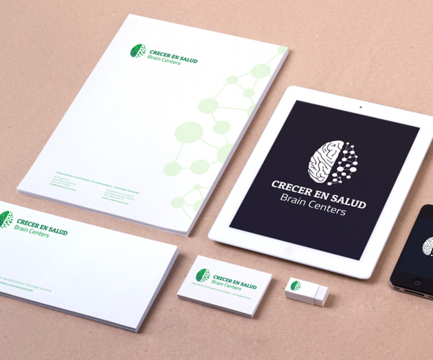 Diseño e ilustración de la papelería gráfica Crecer En Salud Agencia de diseño y publicidad Las Palmas