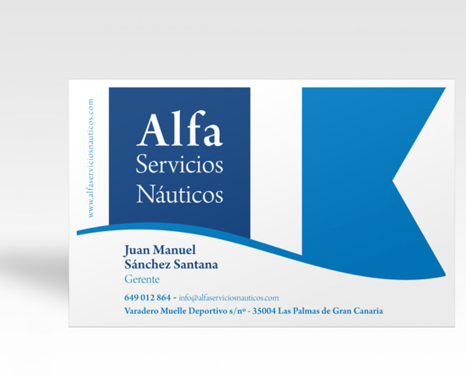 Diseño e ilustración de la tarjeta de visita Alfa Servicios Náuticos Agencia de diseño y publicidad Las Palmas